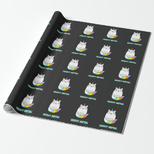 Grappig ruige eenhoornregenboogkat cadeaupapier