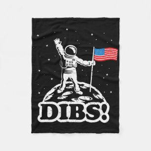 Grappig Ruimte Shirt Usa Astronaut Maan Vlag Dibs  Fleece Deken