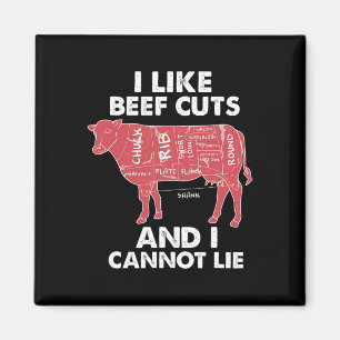 Grappig Rundvlees Snijdt Grafiek I BBQ Slager Magneet
