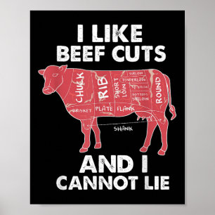 Grappig Rundvlees Snijdt Grafiek I BBQ Slager Poster