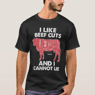 Grappig Rundvlees Snijdt Grafiek I BBQ Slager T-shirt