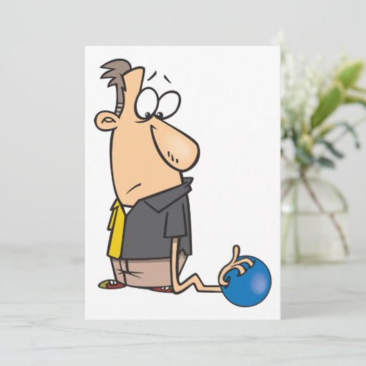 Grappig Sad Bowler-personage met bowlingbal Kaart (Staand voorkant)