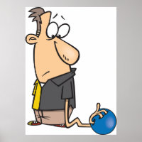Grappig Sad Bowler-personage met bowlingbal