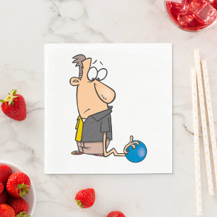 Grappig Sad Bowler-personage met bowlingbal Servet