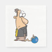 Grappig Sad Bowler-personage met bowlingbal Servet (Voorkant)