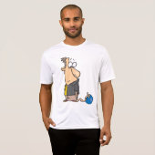 Grappig Sad Bowler-personage met bowlingbal T-shirt (Voorkant volledig)