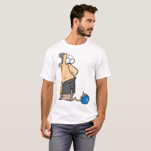 Grappig Sad Bowler-personage met bowlingbal T-shirt