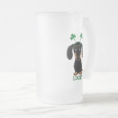 Grappig Saint Patrick's Day Hond Shamrocks Custom Matglas Bierpul (Voorkant rechts)