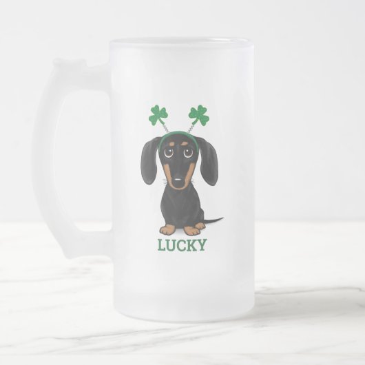 Grappig Saint Patrick's Day Hond Shamrocks Custom Matglas Bierpul (Links)