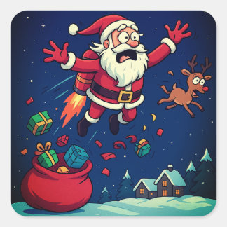 Grappig Santa Kerst sticker