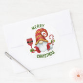 Grappig Santa Party Gnome Ronde Sticker (Envelop)