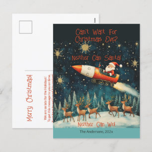 Grappig Santa Retro kerstavond Briefkaart