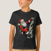 Grappig Santa Rock Klimmen Kerstmis Kerstmis Bould T-shirt (Voorkant)
