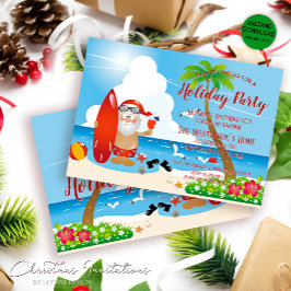 Grappig Santa Tropical Beach Kerstfeest Kaart