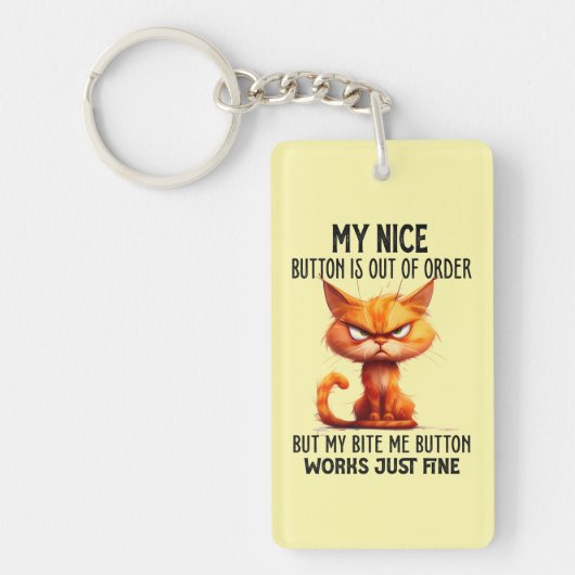 Grappig sarcasme kat mooie knop sleutelhanger (Voorkant)