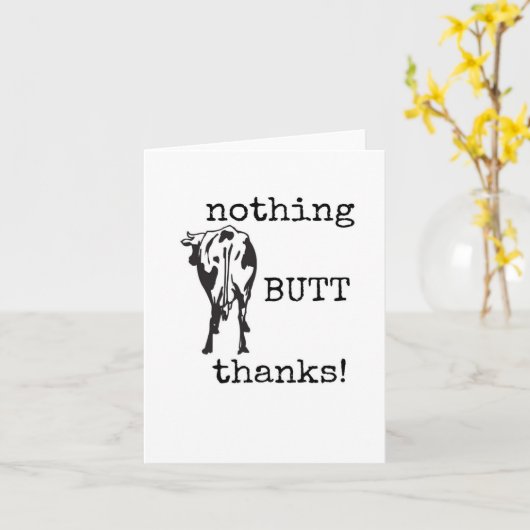 Grappig, sarcastisch, bedankje, Koe minnaar Kaart (Gele Bloem)