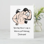 Grappig sarcastisch JE BENT GEBOUWD ALS aangepaste Feestdagenkaart (Staand voorkant)