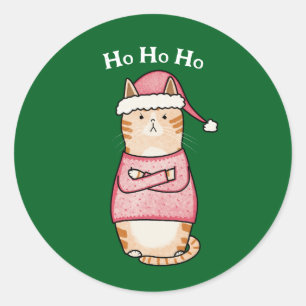 Grappig Sarcastisch Sinaasappel Kattenkerst Ronde Sticker