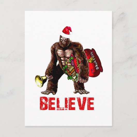 Grappig Sasquatch Sinterklaas Kerstmisontwerp Feestdagenkaart (Voorkant)
