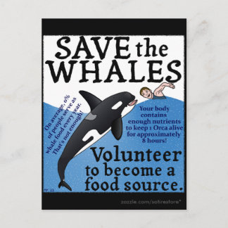 Grappig Save the Whales Satire Spoof Orca Briefkaart