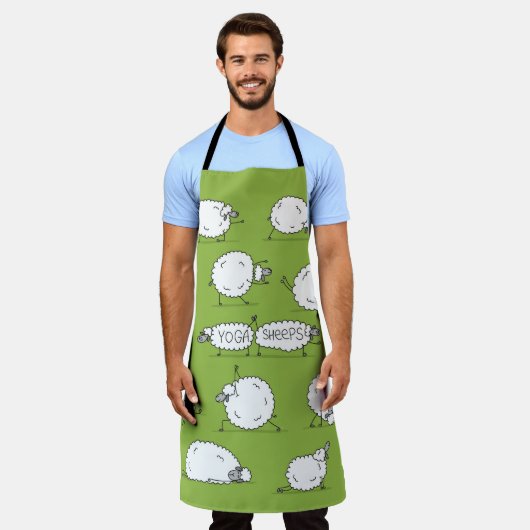 Grappig schaap met yoga, schets schort (Gedragen)