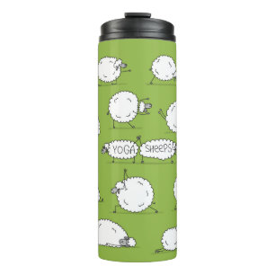 Grappig schaap met yoga, schets thermosbeker