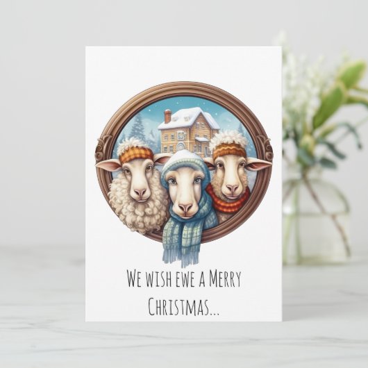 Grappig Schaap Trio Feestdagenkaart (Staand voorkant)