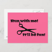 Grappig - schaar - "Ren met mij!" Briefkaart (Voorkant / Achterkant)