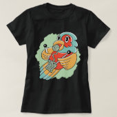 Grappig schattig cartoon papegaai breien wol gebre t-shirt (Design voorkant)