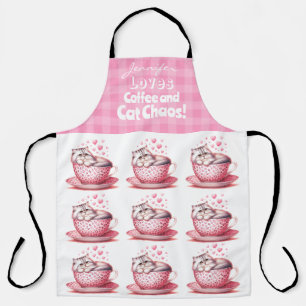 Grappig Schattig Cat Coffee All-Over Print Schort