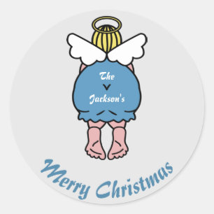 Grappig Schattig Chubby Angel Merry Christmas Cust Ronde Sticker