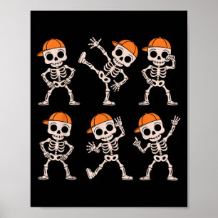 Grappig Schattig Dansend Skelet Halloween Jongens Poster