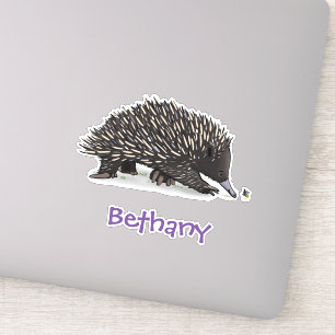 Grappig schattig echidna met bijenkinderen illustr sticker