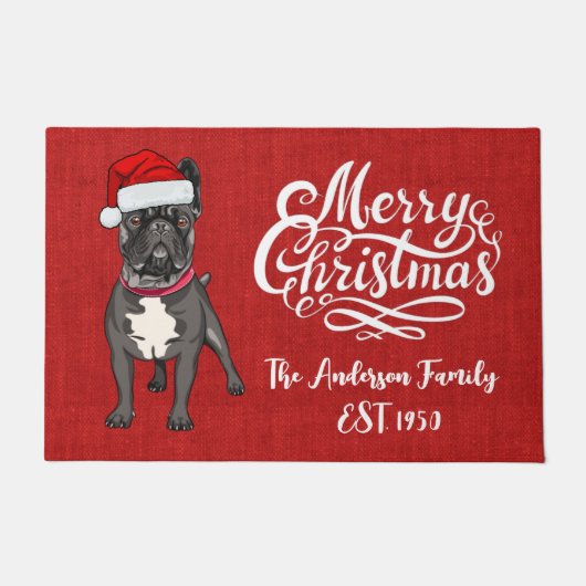 Grappig schattig elegant elegant script rode kerst deurmat (Voorkant)