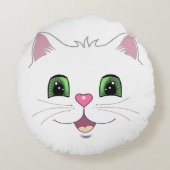 Grappig schattig kat gezicht op witte ronde kussen (Achterkant)