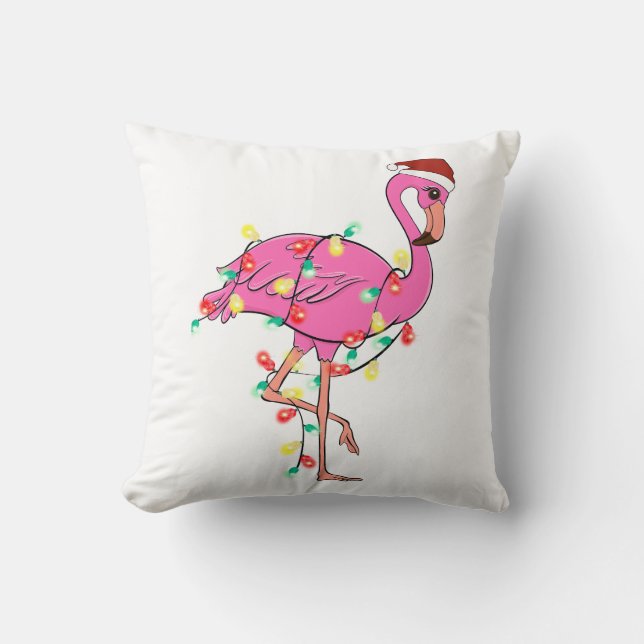 Grappig schattig kerst flamingo kussen (Voorkant)