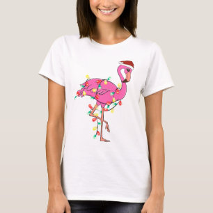 Grappig schattig kerst flamingo t-shirt