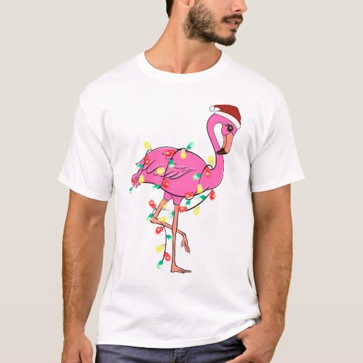 Grappig schattig kerst flamingo t-shirt (Voorkant)