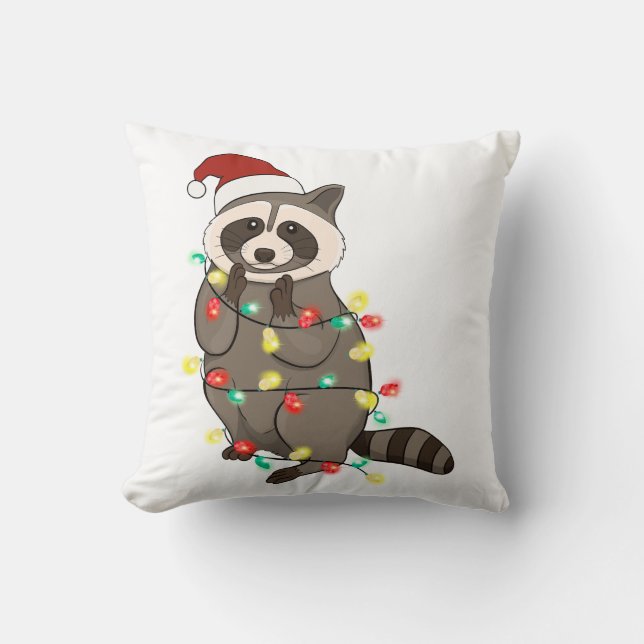 Grappig schattig kerst racoon kussen (Voorkant)