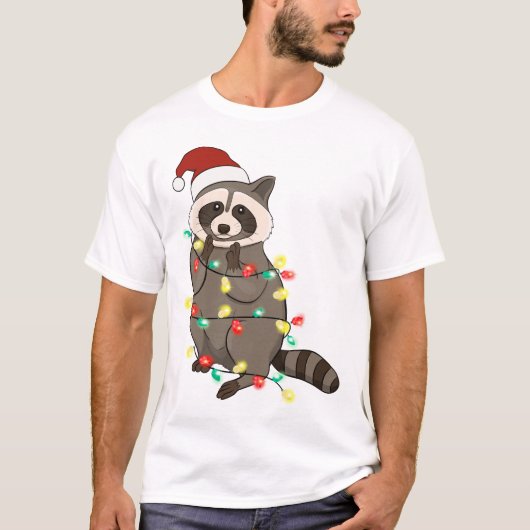 Grappig schattig kerst racoon t-shirt (Voorkant)