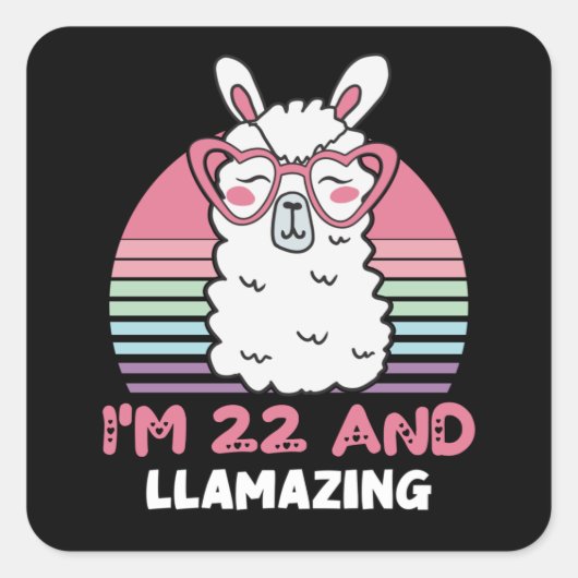 Grappig Schattig Llama 22e verjaardagscadeau voor Vierkante Sticker (Voorkant)