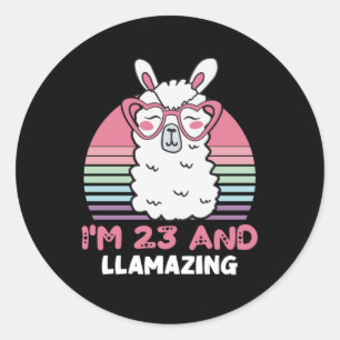 Grappig Schattig Llama 23e verjaardagscadeau voor  Ronde Sticker