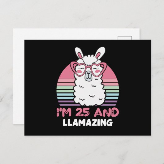 Grappig Schattig Llama 25e verjaardagscadeau voor Briefkaart (Voorkant / Achterkant)