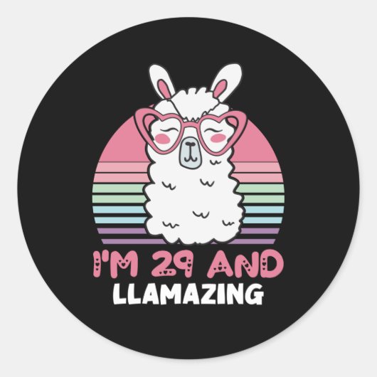 Grappig Schattig Llama 29e verjaardagscadeau voor Ronde Sticker (Voorkant)