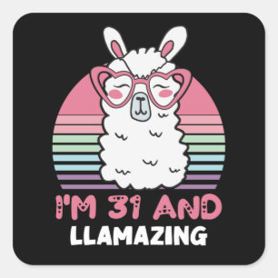 Grappig Schattig Llama 31e verjaardagscadeau voor  Vierkante Sticker