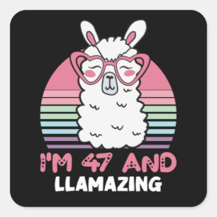 Grappig Schattig Llama 47e verjaardagscadeau voor  Vierkante Sticker