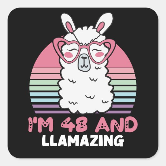 Grappig Schattig Llama 48e verjaardagscadeau voor Vierkante Sticker (Voorkant)