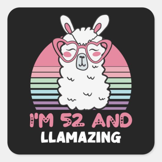 Grappig Schattig Llama 52e verjaardagscadeau voor Vierkante Sticker (Voorkant)