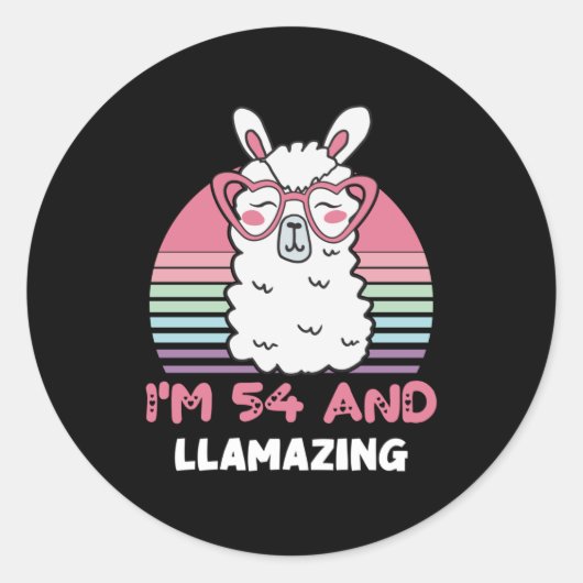 Grappig Schattig Llama 54e verjaardagscadeau voor Ronde Sticker (Voorkant)