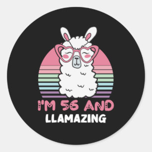 Grappig Schattig Llama 56e verjaardagscadeau voor  Ronde Sticker